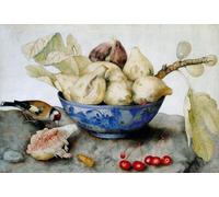 IPLUPJDY Vintage Poster Wall Prints Painting on Canvas Chinese Cup with Figs Cherries and a Goldfinch by Giovanna Garzoni Picture Art Prints for Wall Decor 60x90cm