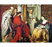 IPLUPJDY Vintage Poster Wall Prints Painting on Canvas Christ At the House of Martha and Mary of Bethany by Jacob Jordaens Picture Art Prints for Wall Decor 60x90cm