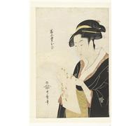 IPLUPJDY Vintage Poster Wall Prints Painting on Canvas Courtesan Hanao Gi of the O Giya House by Kitagawa Utamaro Picture Art Prints for Wall Decor 60x90cm