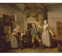 IPLUPJDY Vintage Poster Wall Prints Painting on Canvas David Garrick and Mary Bradshaw in the Farmers Return by Johan Zoffany Picture Art Prints for Wall Decor 60x90cm