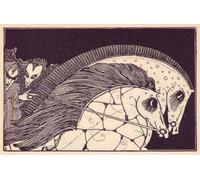 IPLUPJDY Vintage Poster Wall Prints Painting on Canvas Faust Faust and Mephistopheles on Their Steeds by Harry Clarke Picture Art Prints for Wall Decor 60x90cm