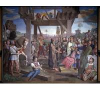 IPLUPJDY Vintage Poster Wall Prints Painting on Canvas First Crusade Preparatives for the Assault of Jerusalem by Friedrich Overbeck Picture Art Prints for Wall Decor 60x90cm