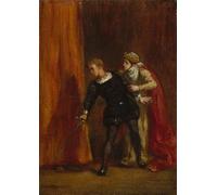 IPLUPJDY Vintage Poster Wall Prints Painting on Canvas Hamlet and His Mother by Ferdinandeugene Delacroix Picture Art Prints for Wall Decor 60x90cm