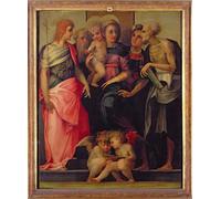 IPLUPJDY Vintage Poster Wall Prints Painting on Canvas Lady and Child with Saints by Battista Rosso Fiorentino Picture Art Prints for Wall Decor 60x90cm