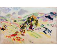 IPLUPJDY Vintage Poster Wall Prints Painting on Canvas Landscape with Trees At Pretzfeld by Curt Herrmann Picture Art Prints for Wall Decor 60x90cm