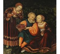 IPLUPJDY Vintage Poster Wall Prints Painting on Canvas Lot and His Daughters by Lucas Cranach the Elder Picture Art Prints for Wall Decor 60x90cm