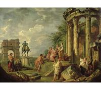 IPLUPJDY Vintage Poster Wall Prints Painting on Canvas Peasants Amongst Roman Ruins by Paolo Pannini Picture Art Prints for Wall Decor 60x90cm
