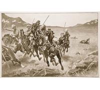 IPLUPJDY Vintage Poster Wall Prints Painting on Canvas Running the Gauntlet a Lancer Patrol Under Cross Fire by Sidney Paget Picture Art Prints for Wall Decor 60x90cm