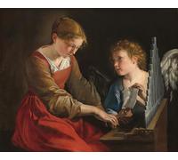 IPLUPJDY Vintage Poster Wall Prints Painting on Canvas Saint Cecilia and an Angel by Orazio Gentileschi Picture Art Prints for Wall Decor 60x90cm