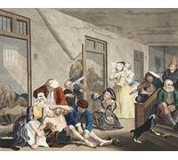 IPLUPJDY Vintage Poster Wall Prints Painting on Canvas Scene in Bedlam Plate Viii From a Rake's Progress by William Hogarth Picture Art Prints for Wall Decor 60x90cm
