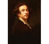 IPLUPJDY Vintage Poster Wall Prints Painting on Canvas Self-portrait Half Length Looking Over His Shoulder in a Brown Coat by Joshua Reynolds Picture Art Prints for Wall Decor 60x90cm