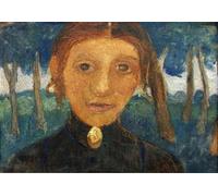 IPLUPJDY Vintage Poster Wall Prints Painting on Canvas Self-portrait with Landscape in Front of Trees by Paula Modersohn Becker Picture Art Prints for Wall Decor 60x90cm