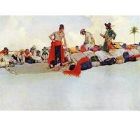 IPLUPJDY Vintage Poster Wall Prints Painting on Canvas Sharing the Treasor Between the Pirates Reunited in a Circle by Howard Pyle Picture Art Prints for Wall Decor 60x90cm