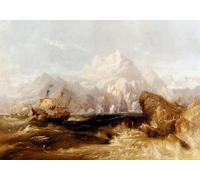 IPLUPJDY Vintage Poster Wall Prints Painting on Canvas Sir Frobisher s Ships Aid Michael and Gabriel on the Second to Greenland by by Jamescarmichael Picture Art Prints for Wall Decor 60x90cm