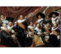 IPLUPJDY Vintage Poster Wall Prints Painting on Canvas the Banquet of the Officers of the Archers' Corps of Saint George of Haarlem Painting by Frans Hals Picture Art Prints for Wall Decor 60x90cm
