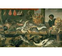 IPLUPJDY Vintage Poster Wall Prints Painting on Canvas the Fish Market by Frans Snyders or Snijders Picture Art Prints for Wall Decor 60x90cm