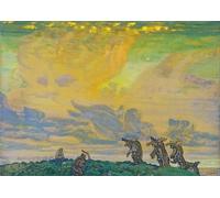 IPLUPJDY Vintage Poster Wall Prints Painting on Canvas the Great Sacrifice Stage Design for the Ballet the Rite of Spring by Nikolai Konstantinowitsch Roerich Picture Art Prints for Wall Decor 60x90cm