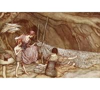 IPLUPJDY Vintage Poster Wall Prints Painting on Canvas the Little People Weave Their Summer Curtains by Arthur Rackham Picture Art Prints for Wall Decor 60x90cm
