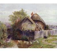 IPLUPJDY Vintage Poster Wall Prints Painting on Canvas the New Forest a Cottage At Bartley by Walter Frederick Roofe Tyndale Picture Art Prints for Wall Decor 60x90cm