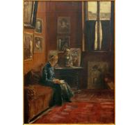 IPLUPJDY Vintage Poster Wall Prints Painting on Canvas the Reader in the Studio in the Starnberger Haus by Fritz Von Uhde Picture Art Prints for Wall Decor 60x90cm