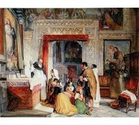 IPLUPJDY Vintage Poster Wall Prints Painting on Canvas the Sacristy of Toledo Cathedral by John Frederick Lewis Picture Art Prints for Wall Decor 60x90cm