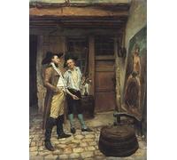 IPLUPJDY Vintage Poster Wall Prints Painting on Canvas the Sign Painter by Jean-louis Ernest Meissonier Picture Art Prints for Wall Decor 60x90cm