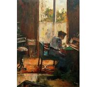 IPLUPJDY Vintage Poster Wall Prints Painting on Canvas Woman At the Desk by Lesser Ury Picture Art Prints for Wall Decor 60x90cm