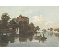IPLUPJDY Vintage Wall Art Canvas Image Artwork Print Poster a Castle At the Waterside by Varley Wall Art Paintiing for Home Decor 60x90cm
