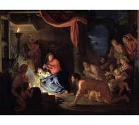 IPLUPJDY Vintage Wall Art Canvas Image Artwork Print Poster Adoration of the Shepherds by Charles Le Brun Wall Art Paintiing for Home Decor 60x90cm