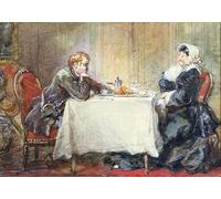 IPLUPJDY Vintage Wall Art Canvas Image Artwork Print Poster Alfred De Musset and George Sand At the Table by Eugene Louis Lami Wall Art Paintiing for Home Decor 60x90cm