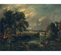 IPLUPJDY Vintage Wall Art Canvas Image Artwork Print Poster Barges on the Stour by John Constable Wall Art Paintiing for Home Decor 60x90cm