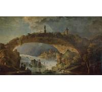 IPLUPJDY Vintage Wall Art Canvas Image Artwork Print Poster Bridge Over the Falls by Hubert Robert Wall Art Paintiing for Home Decor 60x90cm