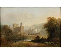 IPLUPJDY Vintage Wall Art Canvas Image Artwork Print Poster Brinkburn Grange and the Ruins of Brinkburn Priory by Johncarmichael Wall Art Paintiing for Home Decor 60x90cm