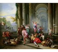 IPLUPJDY Vintage Wall Art Canvas Image Artwork Print Poster Christ Driving the Merchants by Paolo Pannini Wall Art Paintiing for Home Decor 60x90cm