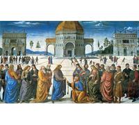 IPLUPJDY Vintage Wall Art Canvas Image Artwork Print Poster Delivery of the Keys to Saint Peter by Pietro Perugino Wall Art Paintiing for Home Decor 60x90cm