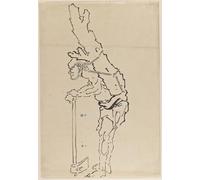 IPLUPJDY Vintage Wall Art Canvas Image Artwork Print Poster Drawing of a Man Resting on an Axe by Katsushika Hokusai Wall Art Paintiing for Home Decor 60x90cm