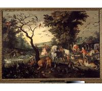 IPLUPJDY Vintage Wall Art Canvas Image Artwork Print Poster Entrance Into the Ark Animals Enter Noe by Jan the Elder Brueghel Wall Art Paintiing for Home Decor 60x90cm