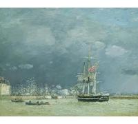 IPLUPJDY Vintage Wall Art Canvas Image Artwork Print Poster Evening Le Havre by Eugene Louis Boudin Wall Art Paintiing for Home Decor 60x90cm