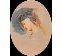 IPLUPJDY Vintage Wall Art Canvas Image Artwork Print Poster Head of a Young Woman by John Frederick Lewis Wall Art Paintiing for Home Decor 60x90cm