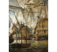 IPLUPJDY Vintage Wall Art Canvas Image Artwork Print Poster Hms Cumberland Fighting Against the Le Lys and La Gloire by Louis Crepin Wall Art Paintiing for Home Decor 60x90cm