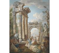 IPLUPJDY Vintage Wall Art Canvas Image Artwork Print Poster Homily of an Apostle in Roman Ruins by Paolo Pannini Wall Art Paintiing for Home Decor 60x90cm