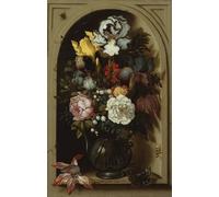 IPLUPJDY Vintage Wall Art Canvas Image Artwork Print Poster Irises Roses Lily of the Valley and Other Flowers in a Glass Vase in a Niche by Balthasar Van Der Ast for Home Decor 60x90cm