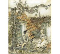 IPLUPJDY Vintage Wall Art Canvas Image Artwork Print Poster Kay and Gerda in Their Garden High Up on the Roof by Arthur Rackham Wall Art Paintiing for Home Decor 60x90cm