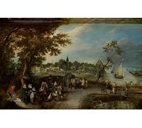 IPLUPJDY Vintage Wall Art Canvas Image Artwork Print Poster Landscape with Figures and a Village Fair by Adriaen Pietersz Van De Venne Wall Art Paintiing for Home Decor 60x90cm