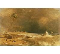 IPLUPJDY Vintage Wall Art Canvas Image Artwork Print Poster Madras or Fort St George in the Bay of Bengal a Squall Passing off by William Daniell Wall Art Paintiing for Home Decor 60x90cm