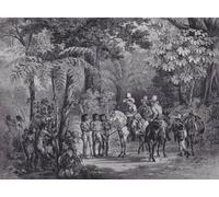 IPLUPJDY Vintage Wall Art Canvas Image Artwork Print Poster Meeting of the Indians with the European Explorers by Johann Moritz Rugendas Wall Art Paintiing for Home Decor 60x90cm