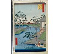 IPLUPJDY Vintage Wall Art Canvas Image Artwork Print Poster Mokuboji Temple and Vegetable Fields on Uchigawa Inlet by Utagawa Hiroshige Wall Art Paintiing for Home Decor 60x90cm