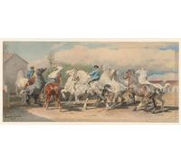 IPLUPJDY Vintage Wall Art Canvas Image Artwork Print Poster Return From the Horse Fair by Rosa Bonheur Wall Art Paintiing for Home Decor 60x90cm