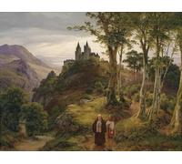 IPLUPJDY Vintage Wall Art Canvas Image Artwork Print Poster Romantic Landscape with Monastery by Karl Friedrich Lessing Wall Art Paintiing for Home Decor 60x90cm