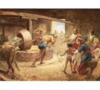IPLUPJDY Vintage Wall Art Canvas Image Artwork Print Poster Samson Grinding in Prison At Gaza by William Brassey Hole Wall Art Paintiing for Home Decor 60x90cm